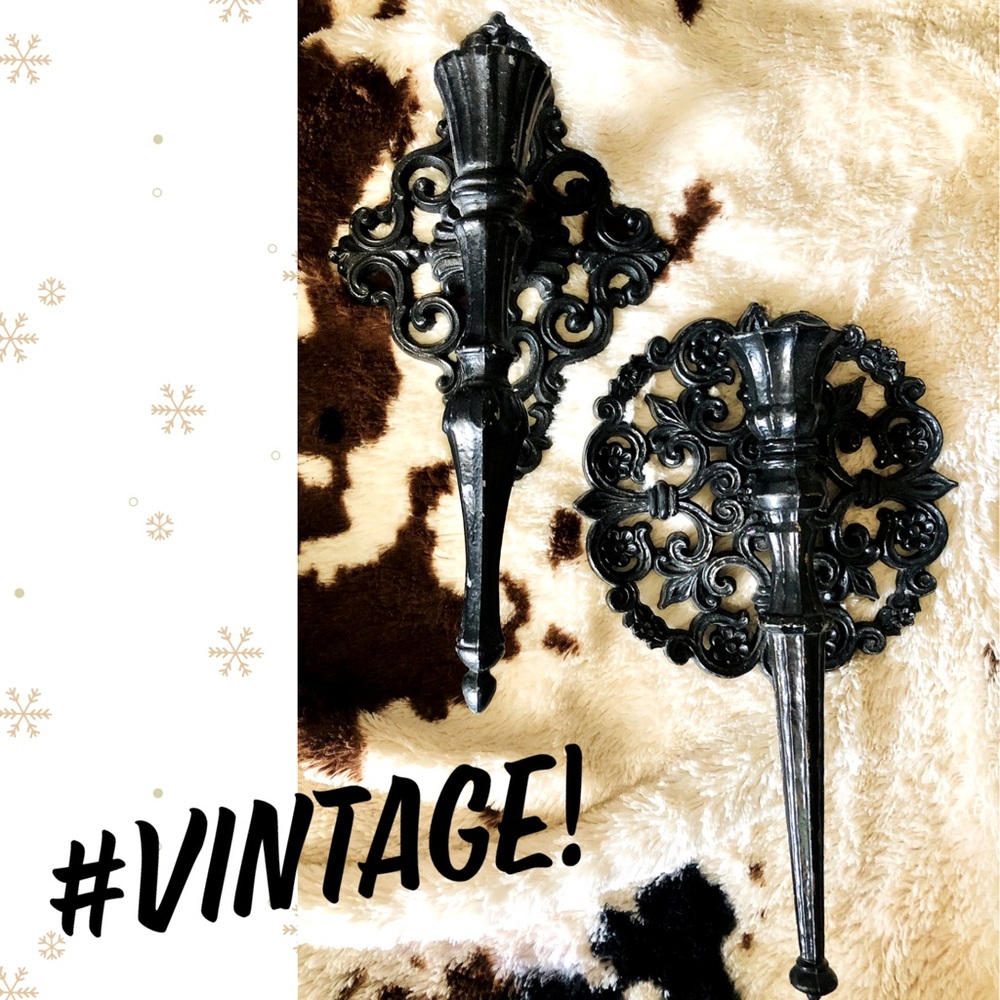 #VINTAGE! 1970’s Homeco Resin Wall Sconces Candle Holders Made in USA